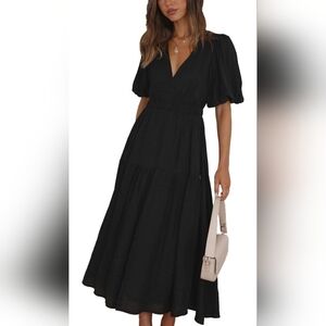 NWOT Elegant Black Puff Sleeve Dress